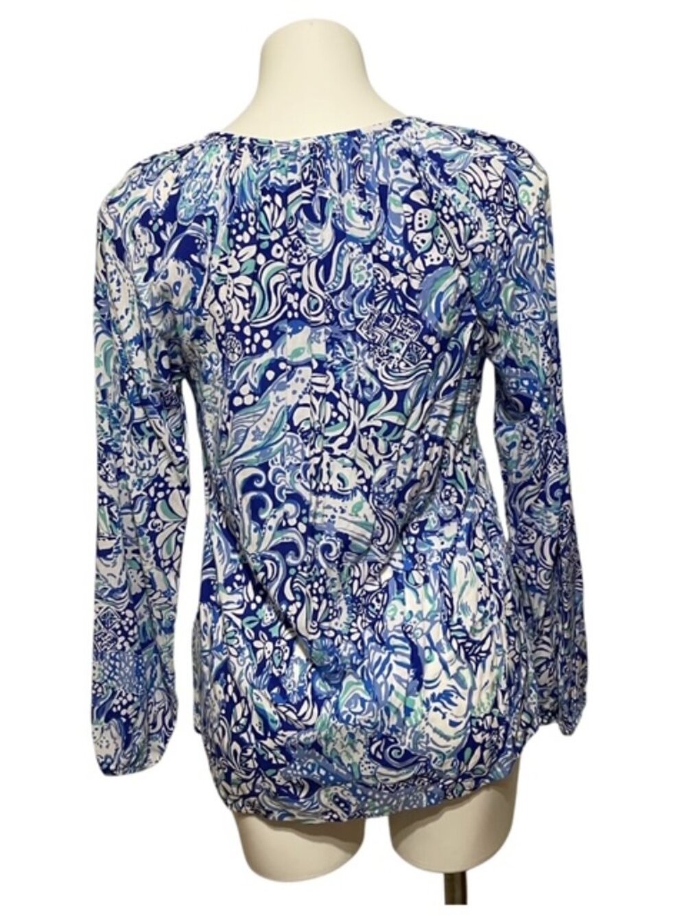 Lilly Pulizer Small Willa Long Sleeve Neck Tie Top - Picture 3 of 6